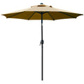9' Patio Umbrella Outdoor Table Umbrella with 8 Ribs Tan | 9 FT Patio Umbrella with Waterproof Polyester Canopy, Aluminum Pole, Push-Button Tilt & Crank for Outdoor Patio Tables, Pool