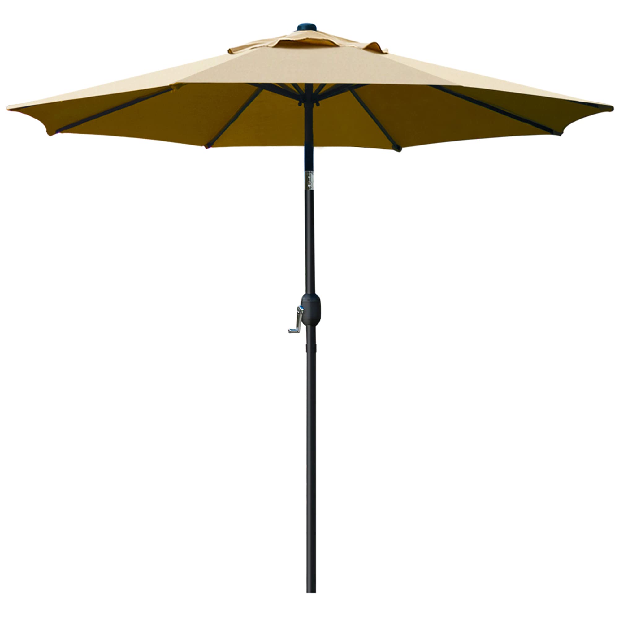 9' Patio Umbrella Outdoor Table Umbrella with 8 Ribs Tan | 9 FT Patio Umbrella with Waterproof Polyester Canopy, Aluminum Pole, Push-Button Tilt & Crank for Outdoor Patio Tables, Pool