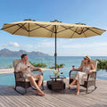 15FT Double-Sided Patio Umbrella with Base Included, Large Outdoor Rectangular Market Umbrella for Backyard, Poolside, Lawn & Garden