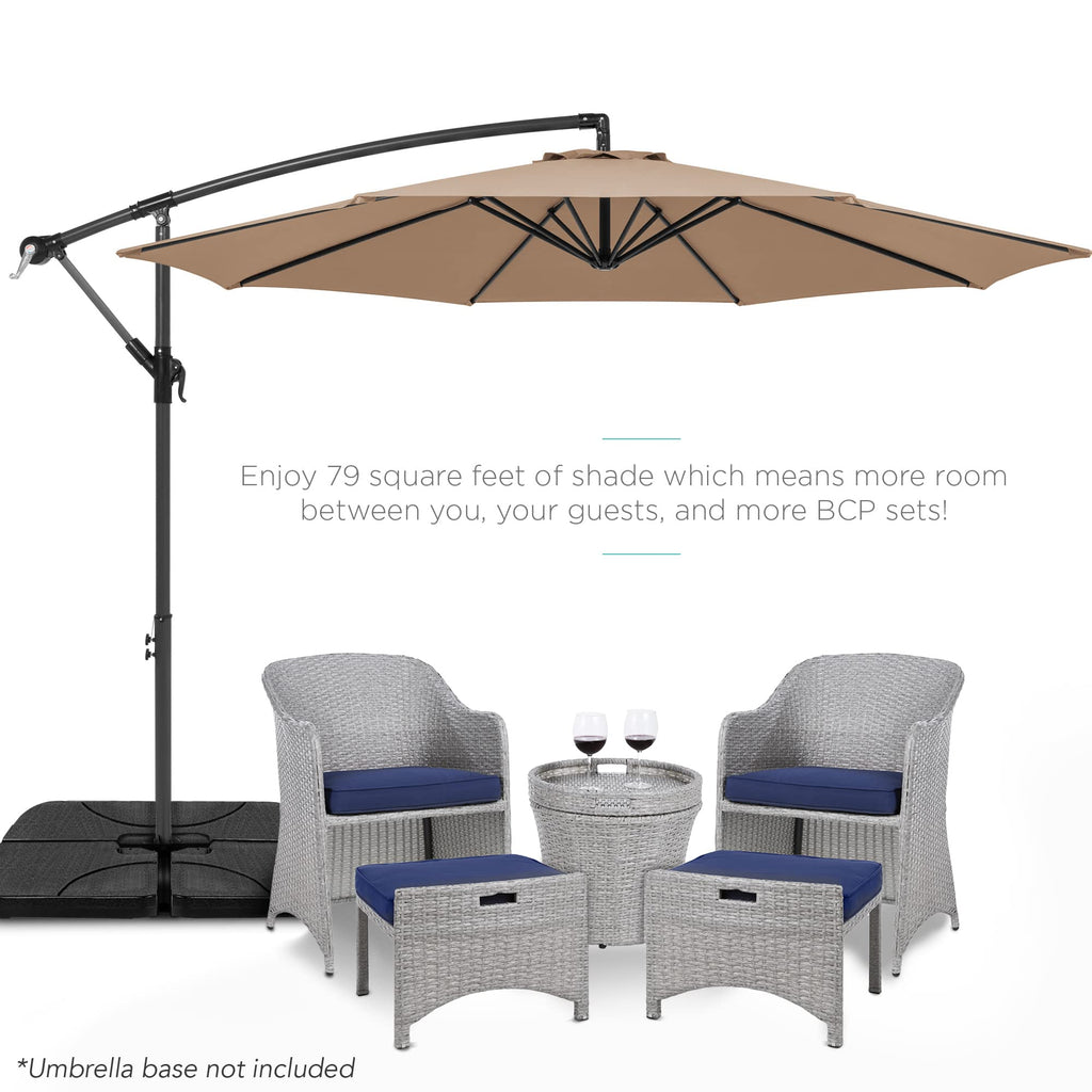 10ft Offset Hanging Market Patio Umbrella w/Easy Tilt Adjustment, Polyester Shade, 8 Ribs for Backyard, Poolside, Lawn and Garden - Tan