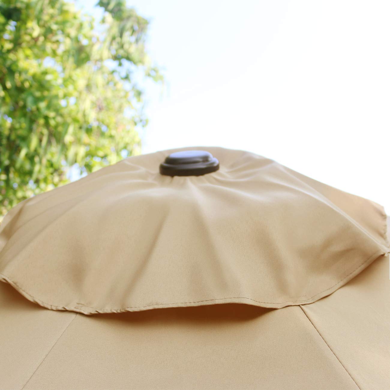 9' Patio Umbrella Outdoor Table Umbrella with 8 Ribs Tan | 9 FT Patio Umbrella with Waterproof Polyester Canopy, Aluminum Pole, Push-Button Tilt & Crank for Outdoor Patio Tables, Pool